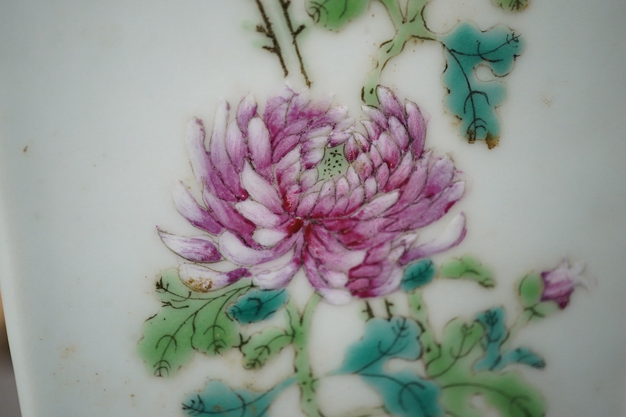 A Chinese famille rose square section vase, second half 19th century